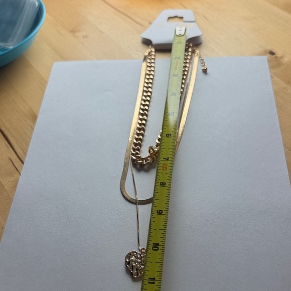 Elegant Gold Tone Layered with Heart Pendant Necklace - Picture 7 of 8